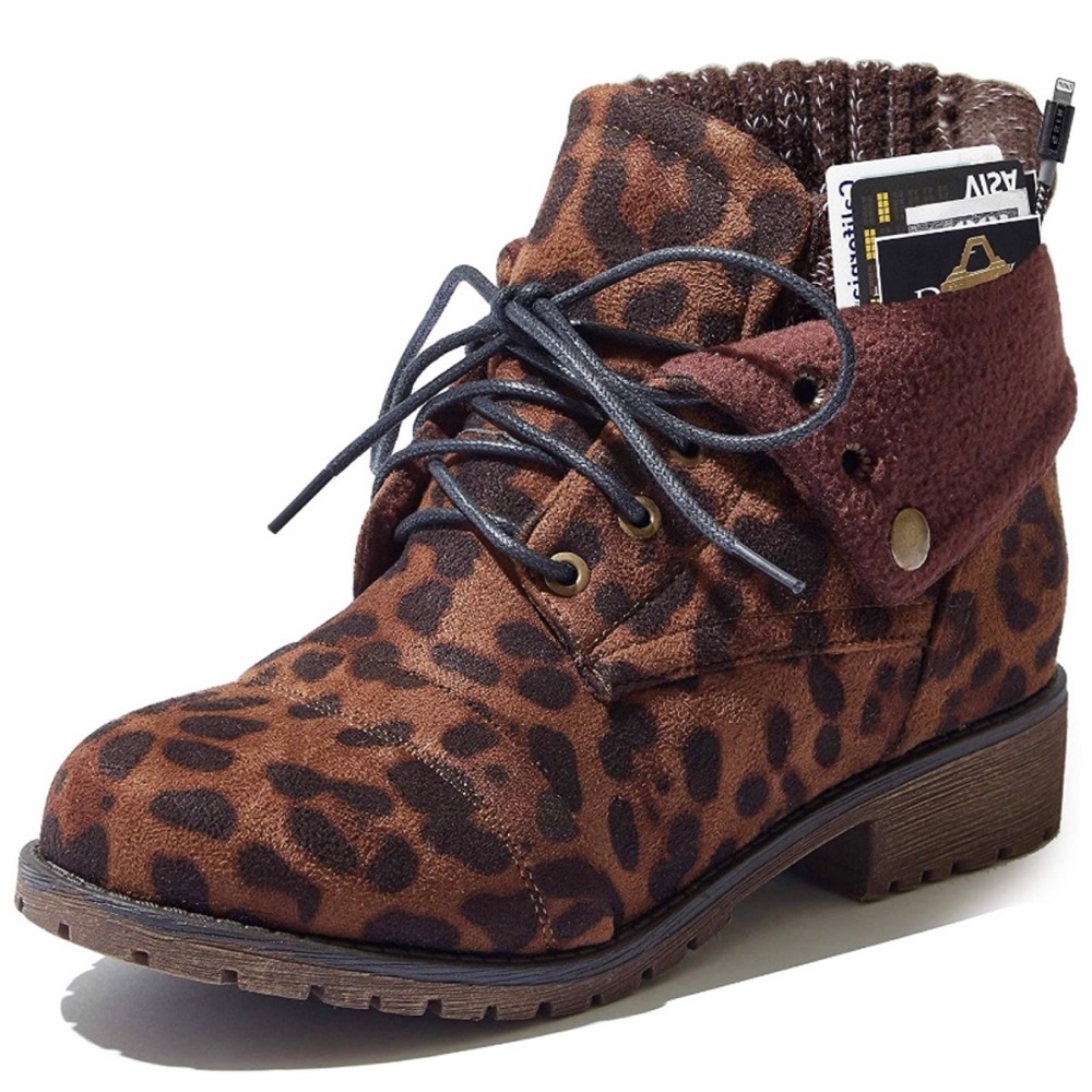 Leopard Print Combat boots